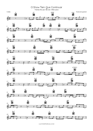 Fundo de Quintal O Show Tem Que Continuar score for Acoustic Guitar