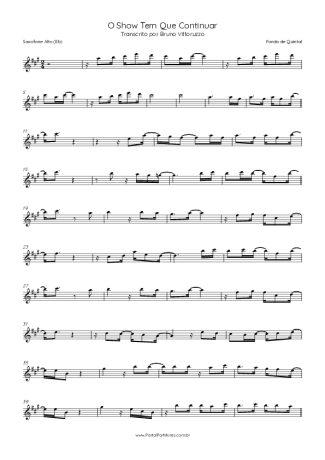 Fundo de Quintal O Show Tem Que Continuar score for Alto Saxophone