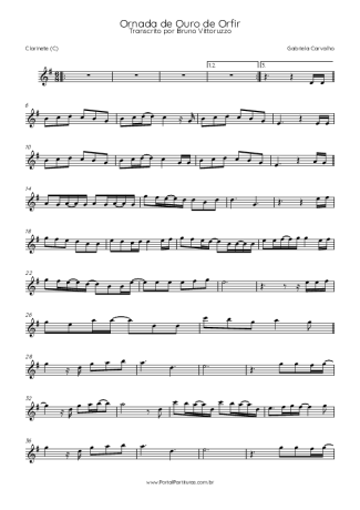 Gabriela Carvalho Ornada De Ouro De Orfir score for Clarinet (C)