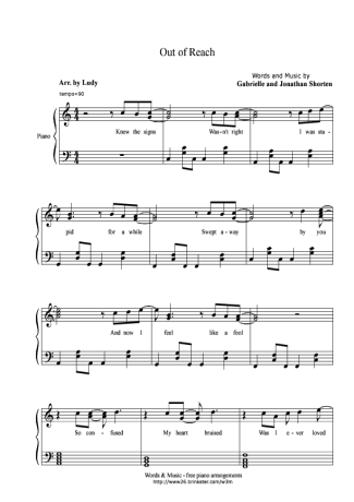 Gabrielle Out Of Reach score for Piano