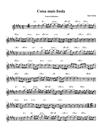 Gal Costa Coisa Mais Linda score for Tenor Saxophone Soprano (Bb)