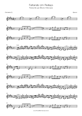 Gal Costa Faltando Um Pedaço score for Clarinet (C)