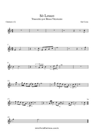 Gal Costa Só Louco score for Clarinet (C)