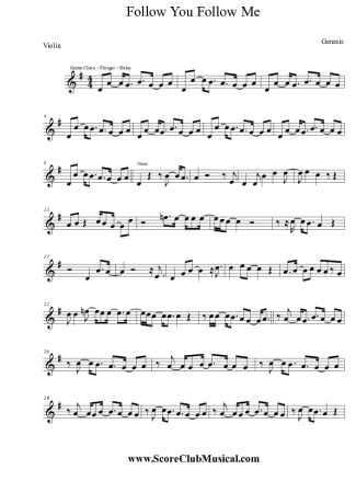 Genesis Follow You Follow Me score for Violin