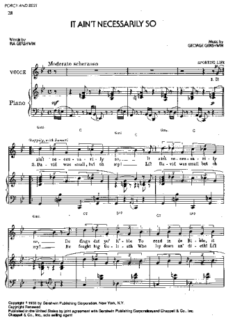 George Gershwin  It Ain´t Necessarily So score for Piano