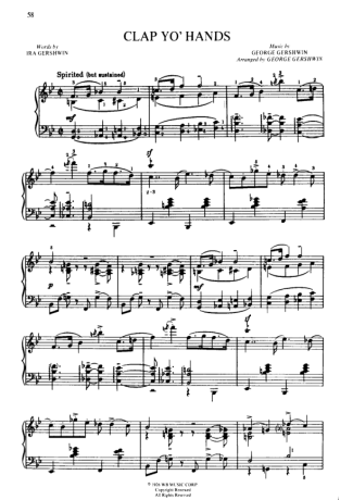 George Gershwin Clap Yo Hands score for Piano