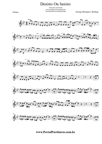George Henrique e Rodrigo Desisto Ou Insisto score for Violin