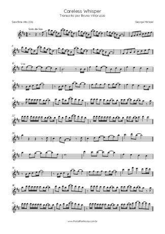 George Michael Careless Whisper score for Alto Saxophone