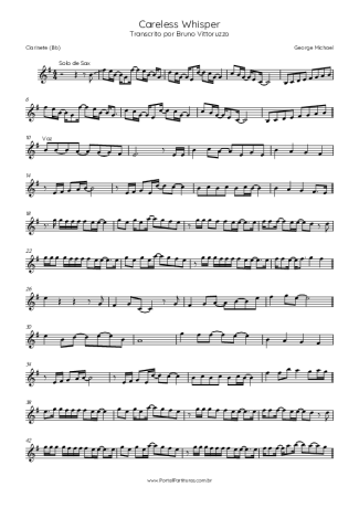 George Michael Careless Whisper score for Clarinet (Bb)