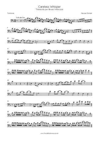 George Michael Careless Whisper score for Trombone