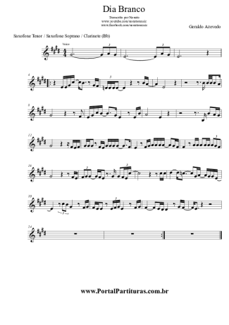 Geraldo de Azevedo Dia Branco score for Tenor Saxophone Soprano (Bb)