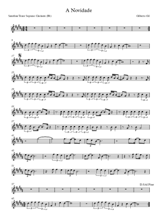 Gilberto Gil A Novidade score for Tenor Saxophone Soprano (Bb)
