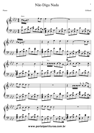 Gilliard Não Diga Nada score for Piano