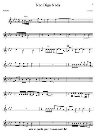 Gilliard Não Diga Nada score for Violin