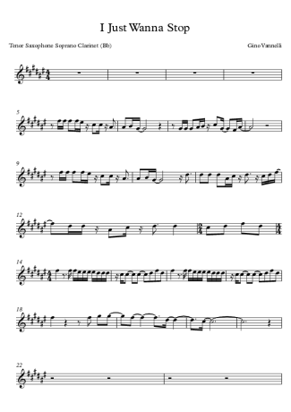 Gino Vannelli I Just Wanna Stop score for Clarinet (Bb)