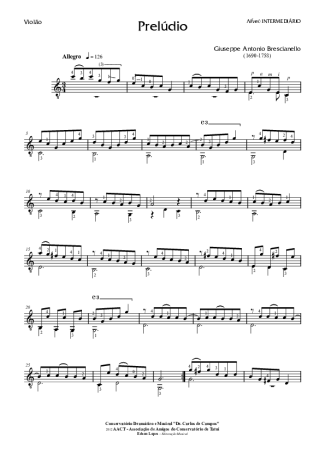 Giuseppe Antonio Brescianello Prelúdio score for Acoustic Guitar