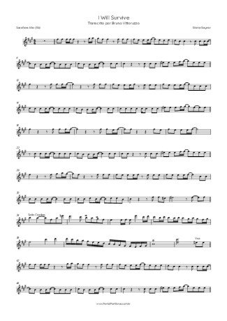 Gloria Gaynor I Will Survive score for Alto Saxophone