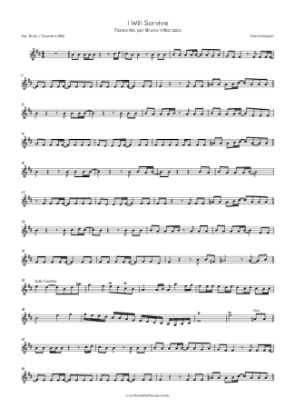 Gloria Gaynor I Will Survive score for Tenor Saxophone Soprano (Bb)