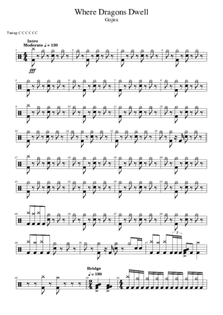 Gojira Where Dragons Dwell score for Drums