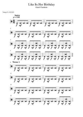 Good Charlotte Like Its Her Birthday score for Drums