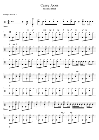 Grateful Dead Casey Jones score for Drums