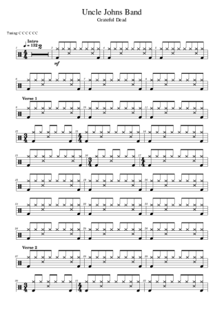 Grateful Dead Uncle John´s Band score for Drums