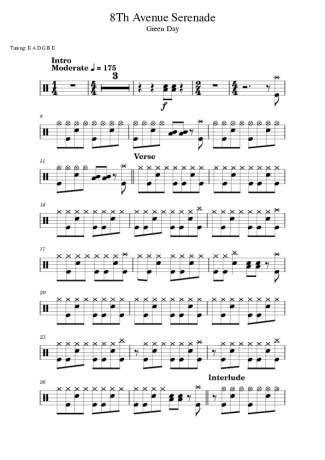 Green Day 8Th Avenue Serenade score for Drums