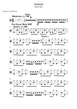 Green Day Android score for Drums