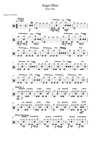 Green Day Angel Blue score for Drums