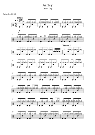 Green Day Ashley score for Drums