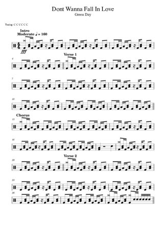 Green Day Don´t Wanna Fall In Love score for Drums