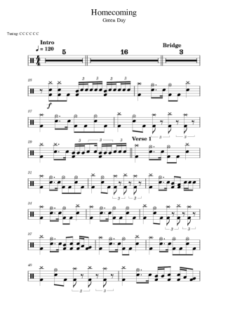 Green Day Homecoming score for Drums