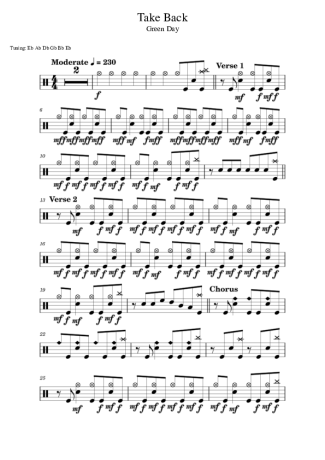 Green Day Take Back score for Drums