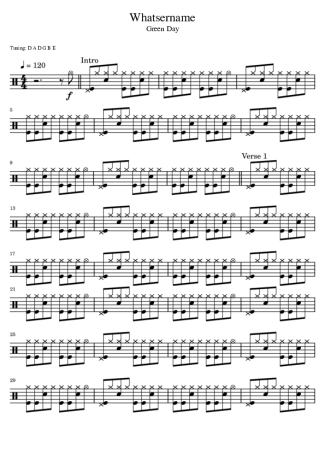 Green Day Whatsername score for Drums