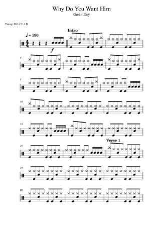 Green Day Why Do You Want Him score for Drums
