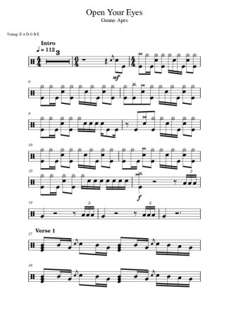 Guano Apes Open Your Eyes score for Drums