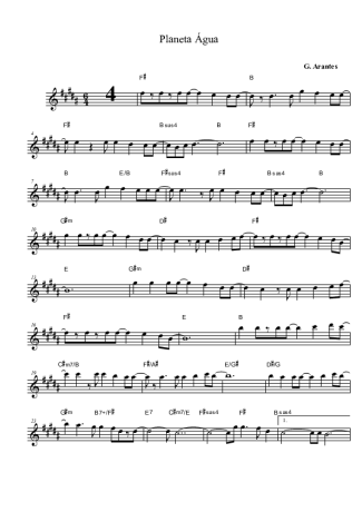 Guilherme Arantes Planeta Água score for Alto Saxophone
