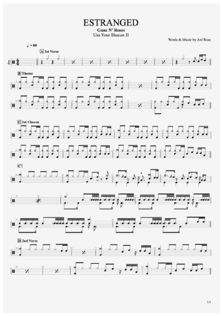 Guns N Roses Estranged score for Drums