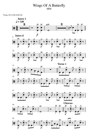 HIM Wings Of A Butterfly score for Drums