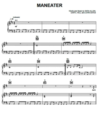 Hall & Oates Maneater score for Piano