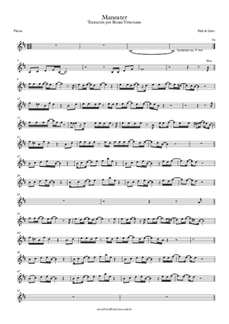 Hall & Oates Maneater score for Flute