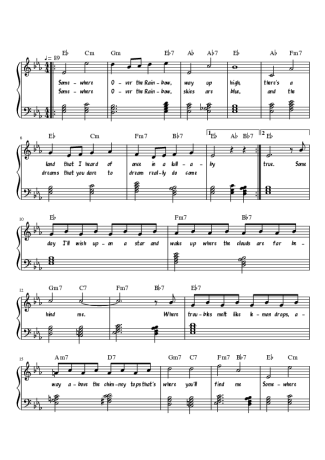 Harold Arlen Somewhere over the Rainbow score for Piano