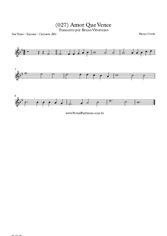 Harpa Cristã (027) Amor Que Vence score for Tenor Saxophone Soprano (Bb)