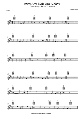 Harpa Cristã (039) Alvo Mais Que A Neve score for Acoustic Guitar