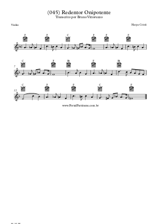 Harpa Cristã (045) Redentor Onipotente score for Acoustic Guitar