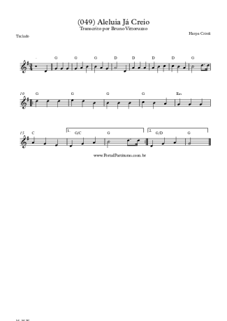 Harpa Cristã (049) Aleluia Já Creio score for Keyboard