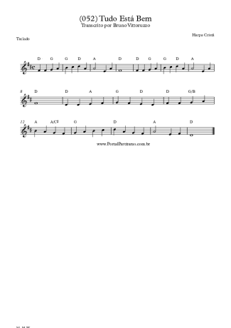 Harpa Cristã (052) Tudo Está Bem score for Keyboard