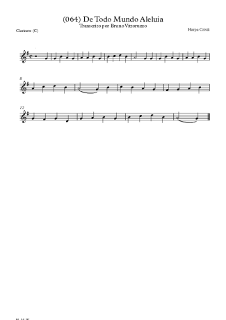 Harpa Cristã (064) De Todo O Mundo Aleluia score for Clarinet (C)