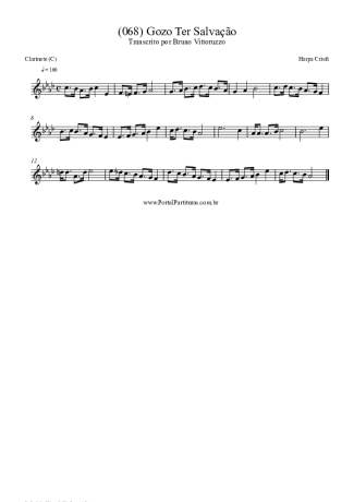Harpa Cristã (068) Gozo Ter Salvação score for Clarinet (C)