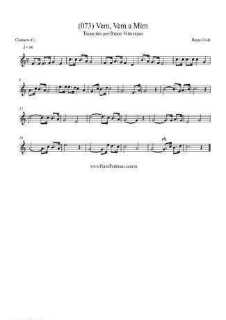 Harpa Cristã (073) Vem Vem A Mim score for Clarinet (C)